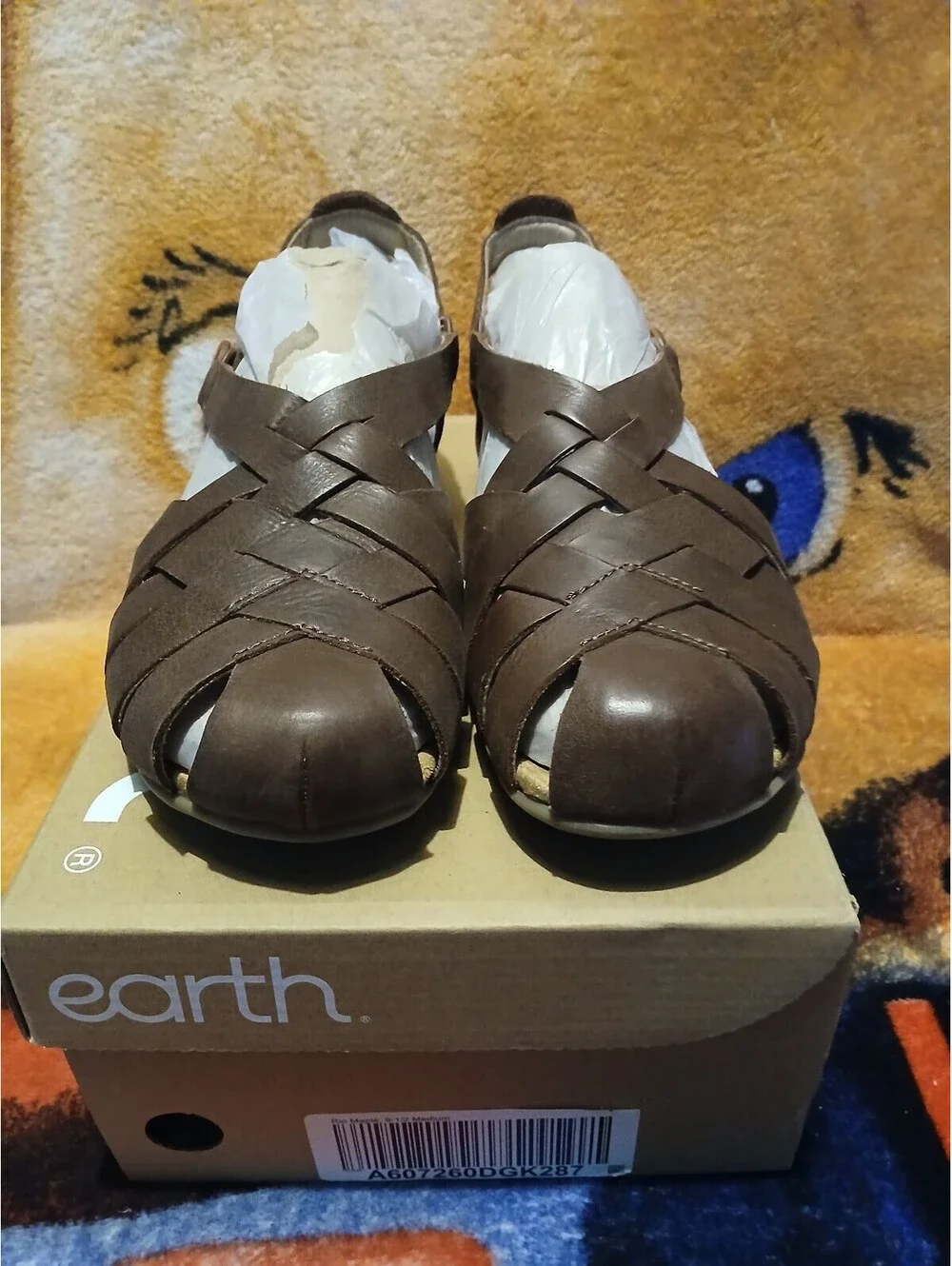 Earth Leather Fisherman Sandals Bellita Rio Maple Medium Brown Size 9.5M
